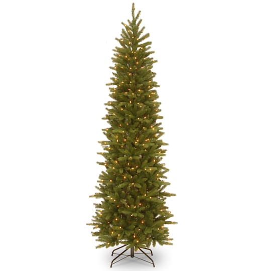 7 5 Ft Pre Lit Feel Real Hinged Grande Fir Slim Artificial Christmas Tree Clear Lights